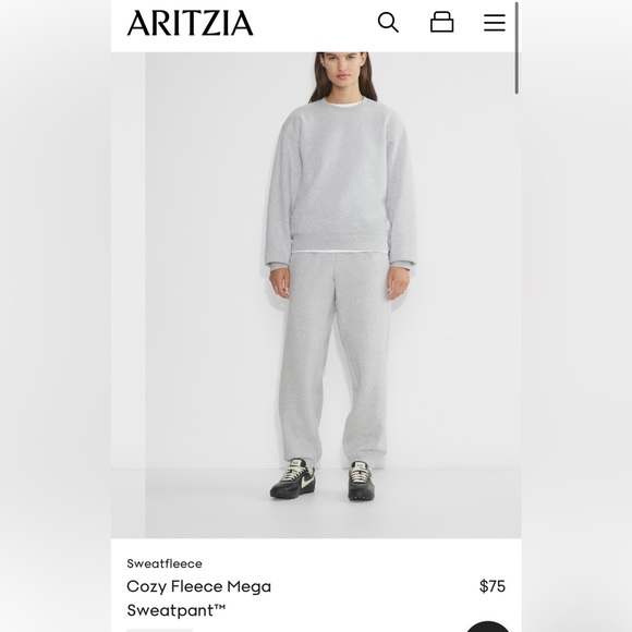 2 x Aritzia TNA Mega Cozy Fleece Swestpant Womens Heather Gray Size XXS and MED - Picture 2 of 11